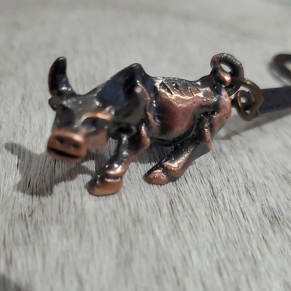 Vintage Wall Street Bull Key Holder - Bronze and Black